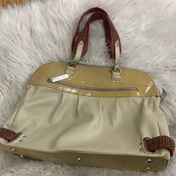 LA CHICA CHIC LEATHER BAG BRONZE HARDWARE DETAILS MADE‎ IN ITALY - Picture 1 of 13